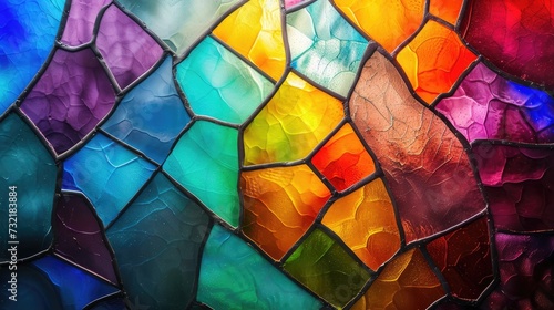 A vibrant background mimicking the beauty of colorful stained glass windows. Ai Generated