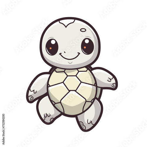 Vector illustration of a small cartoon Sea Turtle against a white background