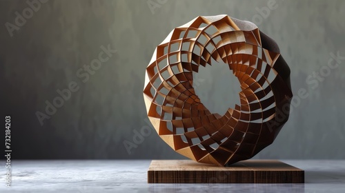 A geometric fall crafted from 3D wooden hexagons creates visual depth. Abstract, Ai Generated.