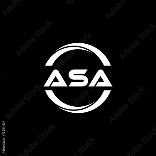 ASA letter logo design with black background in illustrator, cube logo, vector logo, modern alphabet font overlap style. calligraphy designs for logo, Poster, Invitation, etc.