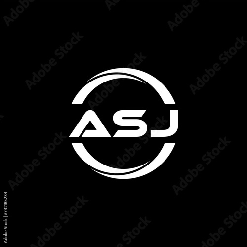 ASJ letter logo design with black background in illustrator  cube logo  vector logo  modern alphabet font overlap style. calligraphy designs for logo  Poster  Invitation  etc.