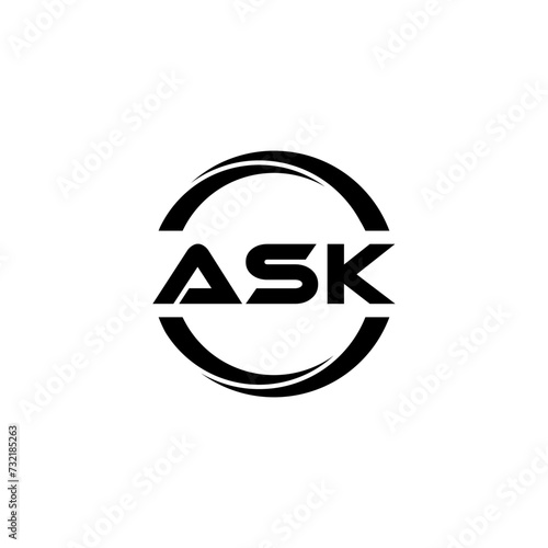 ASK letter logo design with white background in illustrator, cube logo, vector logo, modern alphabet font overlap style. calligraphy designs for logo, Poster, Invitation, etc.