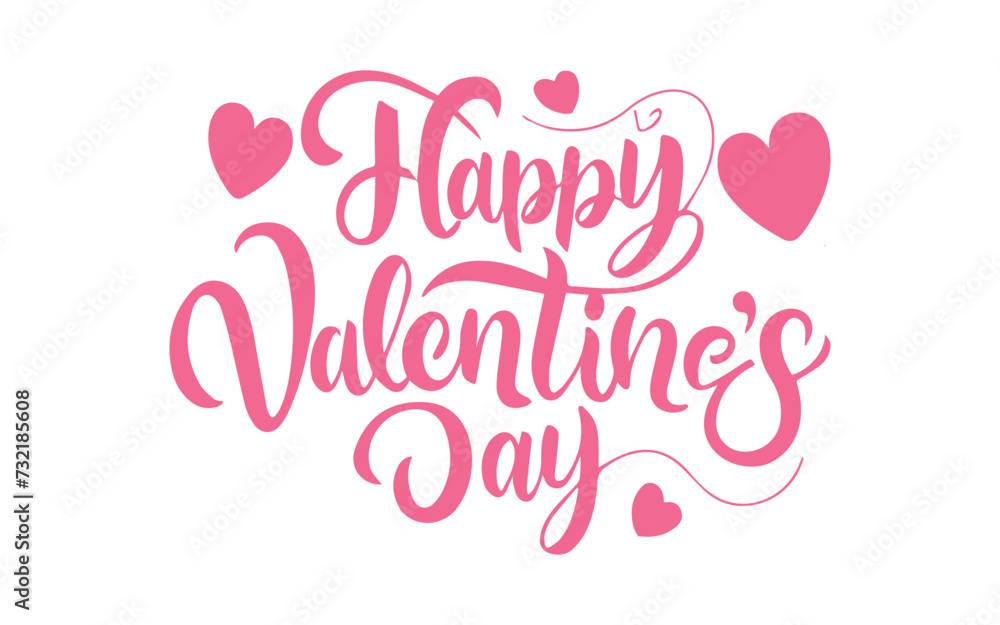 Happy Valentine's Day hand drawn lettering. Vector illustration.