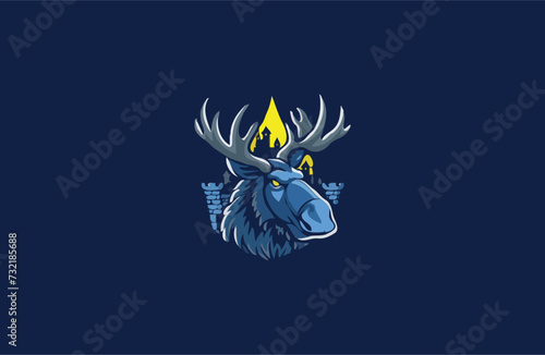 Moose on castle vector illustration design