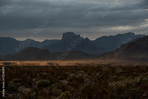 Sun Fills The Valley Below With The Chisos Mountains In Shadow © kellyvandellen