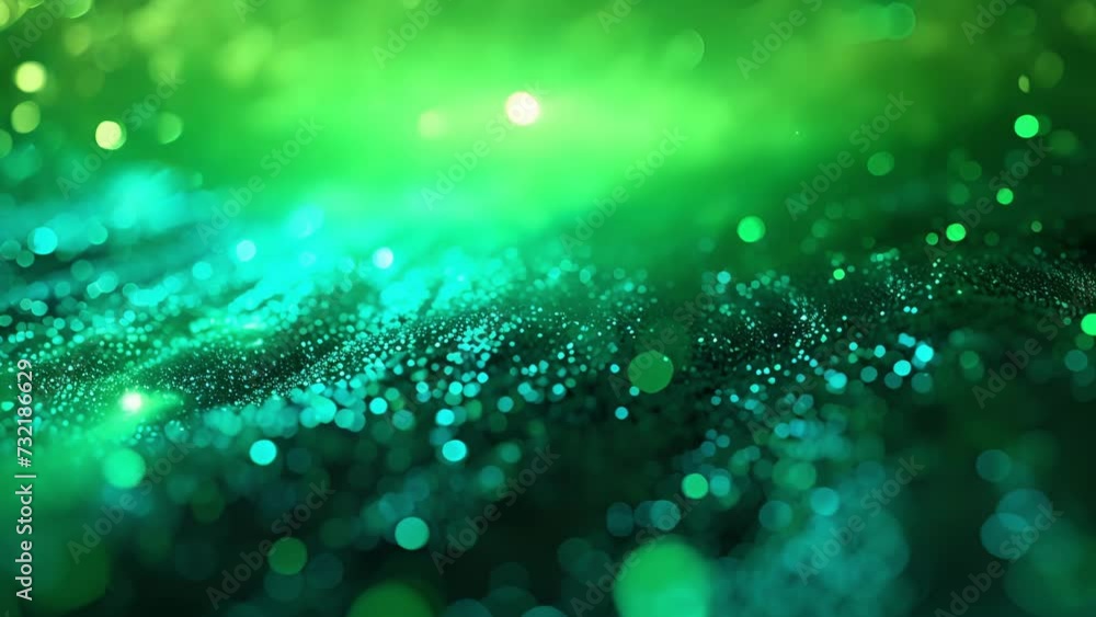 A dazzling mix of neon green and blue particles shimmering and pulsating with vibrant energy.