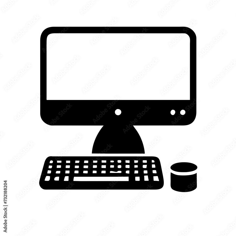 Computer set icon. Motherboard, monitor, system unit, desktop, screen, processor, cpu, work place, laptop, pc working, office. Vector icon in line, black and colorful style on white background Computer set icon. Motherboard, monitor, system unit, desktop, screen, processor, cpu, work place, laptop, pc working, office. Vector icon in line, black and colorful style on white background