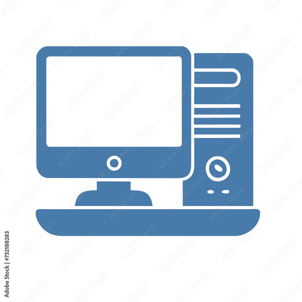 Computer set icon. Motherboard, monitor, system unit, desktop, screen, processor, cpu, work place, laptop, pc working, office. Vector icon in line, black and colorful style on white background Computer set icon. Motherboard, monitor, system unit, desktop, screen, processor, cpu, work place, laptop, pc working, office. Vector icon in line, black and colorful style on white background