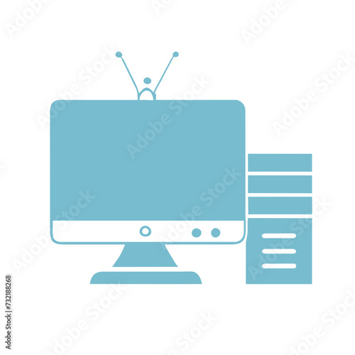 Computer set icon. Motherboard, monitor, system unit, desktop, screen, processor, cpu, work place, laptop, pc working, office. Vector icon in line, black and colorful style on white background