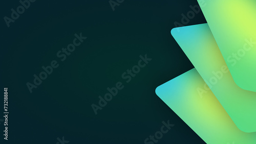 4K Ultra HD abstract geometric luxury wallpaper with 3D paper cut flower on dark background. Stylish and minimalist 3D desktop wallpaper with green gradients. 7th variant.