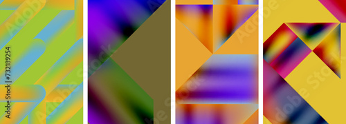 Set of abstract geometric posters. Abstract backgrounds for wallpaper, business card, cover, poster, banner, brochure, header, website
