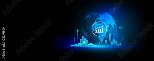Technology world concept background image about the ups and downs of investment financial data graph stock market