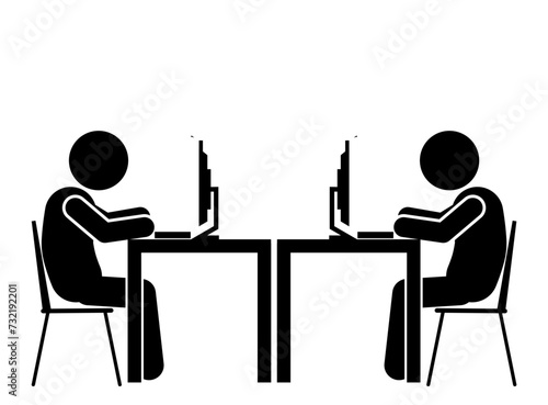 Vector Illustration of Office Workers at Work