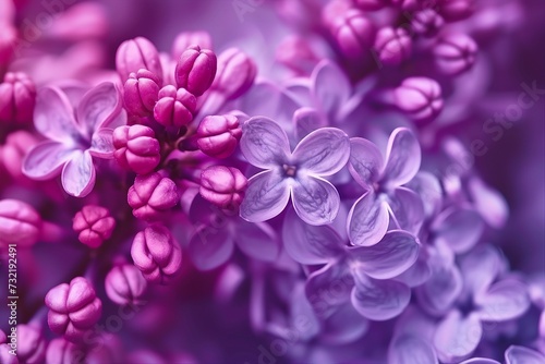 Macro image of spring lilac violet flowers, abstract soft floral background. generative ai. © SEUNGJIN