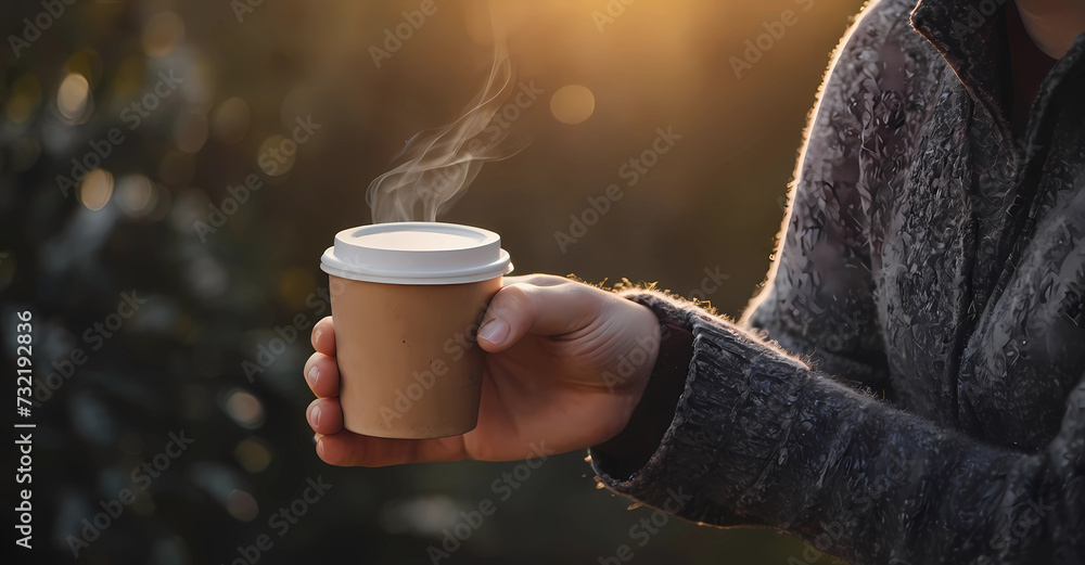 A person is holding a cup of coffee A person is holding a cup of coffee