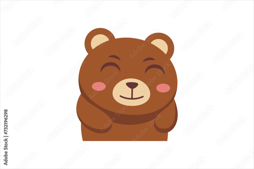 Cute Little Bear Funny Flat Sticker Design Cute Little Bear Funny Flat Sticker Design
