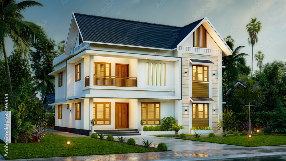 3d illustration of a newly built luxury home 3d illustration of a newly built luxury home