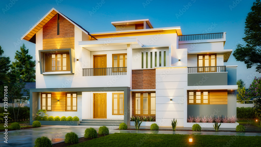 3d illustration of a newly built luxury home 3d illustration of a newly built luxury home