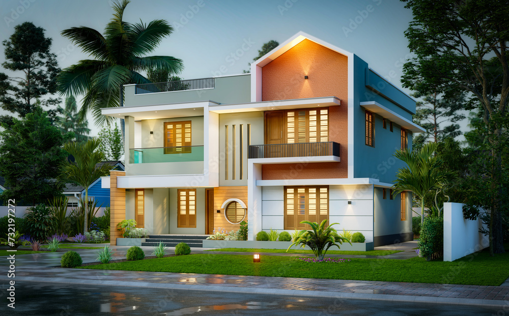 3d illustration of a newly built luxury home 3d illustration of a newly built luxury home