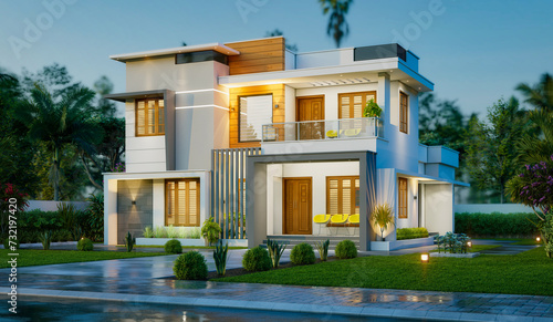 3d illustration of a newly built luxury home