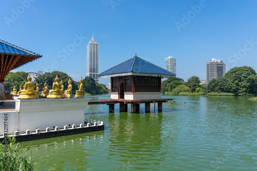 Colombo, Sri Lanka park with building in the lake