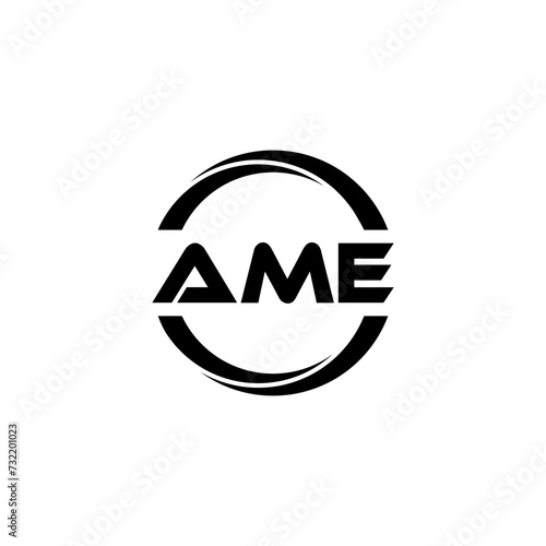 AME letter logo design with white background in illustrator, cube logo, vector logo, modern alphabet font overlap style. calligraphy designs for logo, Poster, Invitation, etc.