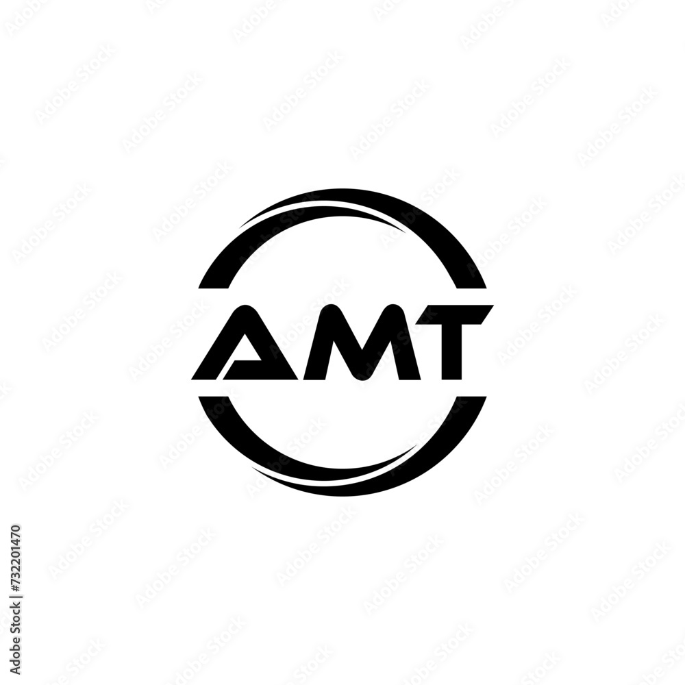 AMT letter logo design with white background in illustrator, cube logo, vector logo, modern alphabet font overlap style. calligraphy designs for logo, Poster, Invitation, etc.