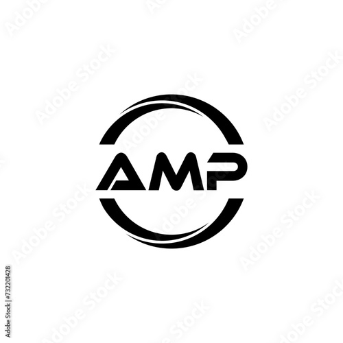 AMP letter logo design with white background in illustrator, cube logo, vector logo, modern alphabet font overlap style. calligraphy designs for logo, Poster, Invitation, etc.