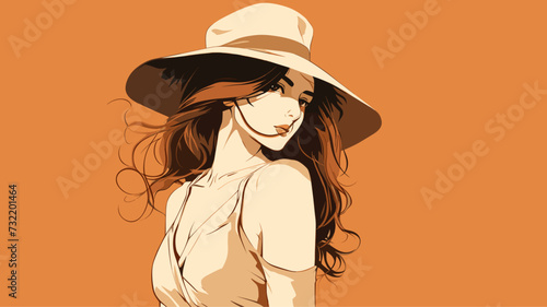 Vector illustration of a Western woman in casual attire  portraying the contemporary and diverse styles embraced by women in Western cultures. simple minimalist illustration creative