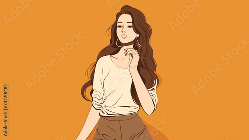 Vector illustration of a Western woman in casual attire  portraying the contemporary and diverse styles embraced by women in Western cultures. simple minimalist illustration creative