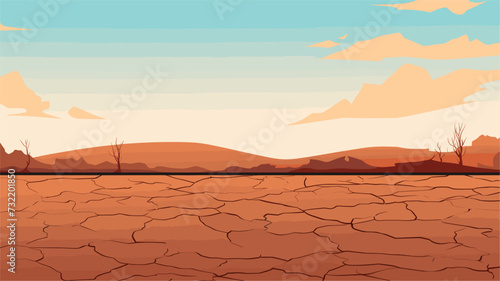 Digital design featuring abstract representations of cracked soil and diminishing water sources associated with droughts capturing the environmental dynamics during these water-scarce periods. simple