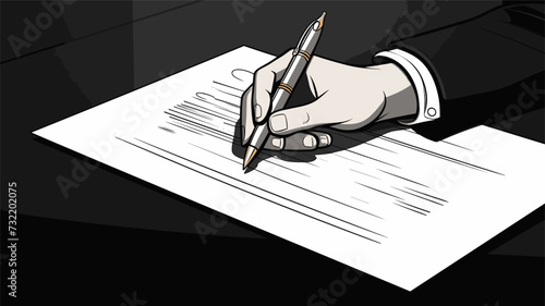 Vector graphic of a legal contract and pen illustrating the formalities and agreements involved in legal transactions. simple minimalist illustration creative