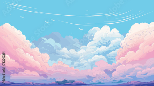 Ephemeral clouds in vibrant colors  symbolizing the transient and ever-changing nature of the afterlife experience. simple minimalist illustration creative