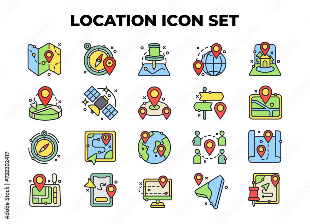 Obraz premium Location icon vector illustration set