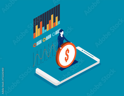 People character invest money to make financial success. Business investment vector illustration concept