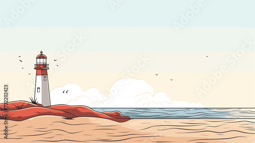 Vector graphic of a lighthouse on a hill  representing leadership as a guiding beacon for others in times of uncertainty. simple minimalist illustration creative