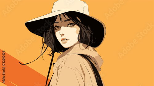 Digital design of a modern Western woman with a blend of eclectic styles  symbolizing the diverse and evolving roles within Western societies. simple minimalist illustration creative