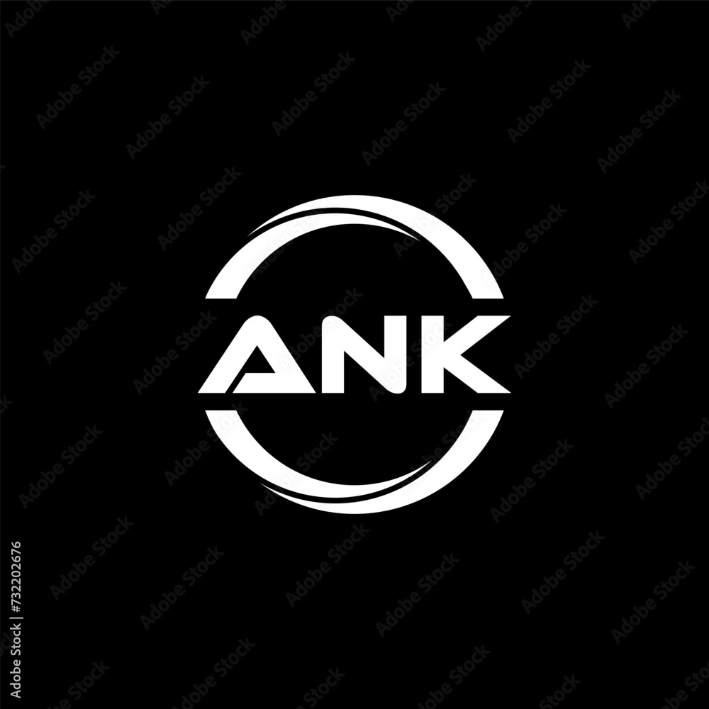 ANK letter logo design with black background in illustrator, cube logo, vector logo, modern alphabet font overlap style. calligraphy designs for logo, Poster, Invitation, etc.