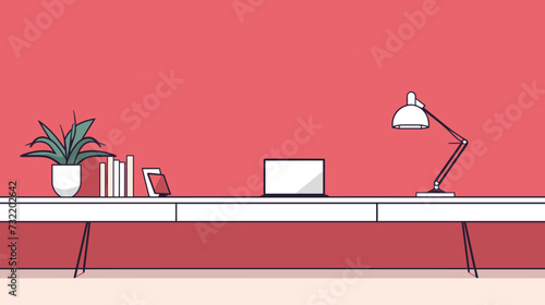 Vector illustration of a minimalist hot-desking area  reflecting the flexible and dynamic work environments prevalent in modern office spaces. simple minimalist illustration creative photo