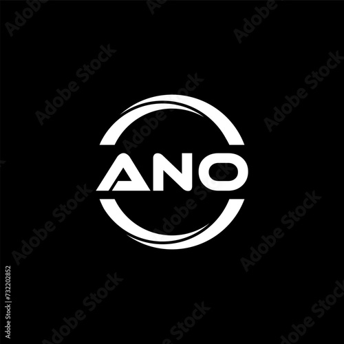 ANO letter logo design with black background in illustrator, cube logo, vector logo, modern alphabet font overlap style. calligraphy designs for logo, Poster, Invitation, etc.