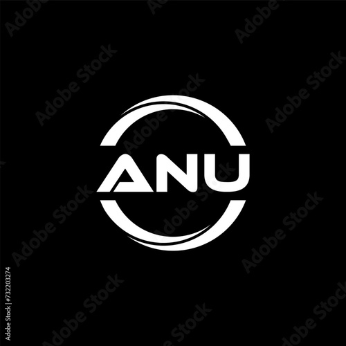 ANU letter logo design with black background in illustrator  cube logo  vector logo  modern alphabet font overlap style. calligraphy designs for logo  Poster  Invitation  etc.