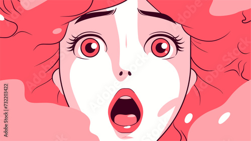 Digital graphic featuring a stylized representation of a surprised facial expression  illustrating the universal emotion associated with unexpected revelations. simple minimalist illustration creative
