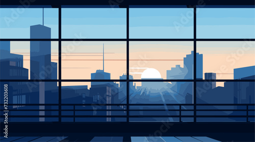 Abstract cityscape view from a modern office window  highlighting the connection between urban environments and the design of modern workspaces. simple minimalist illustration creative