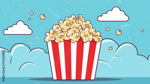 Vector art showcasing a stylized popcorn container against a cheerful background  highlighting the simple pleasure of a bucket full of popcorn. simple minimalist illustration creative