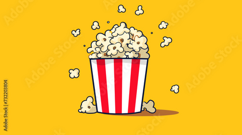 Vector art showcasing a stylized popcorn container against a cheerful background  highlighting the simple pleasure of a bucket full of popcorn. simple minimalist illustration creative