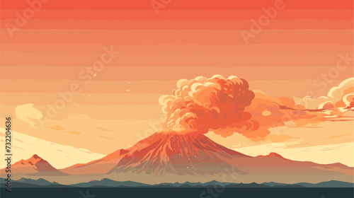 Digital graphic featuring a stylized representation of a volcanic eruption showcasing the breathtaking colors textures and shapes associated with the aesthetic appeal of volcanic phenomena. simple