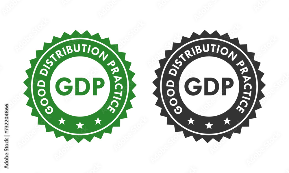 GDP - Good Distribution Practice design badge template illustration GDP - Good Distribution Practice design badge template illustration