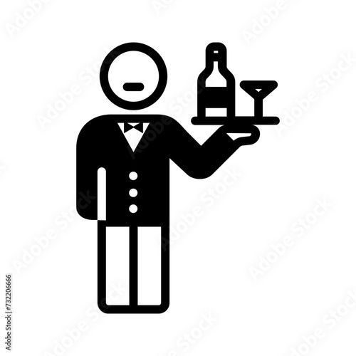 Vector solid black icon for Bar tender