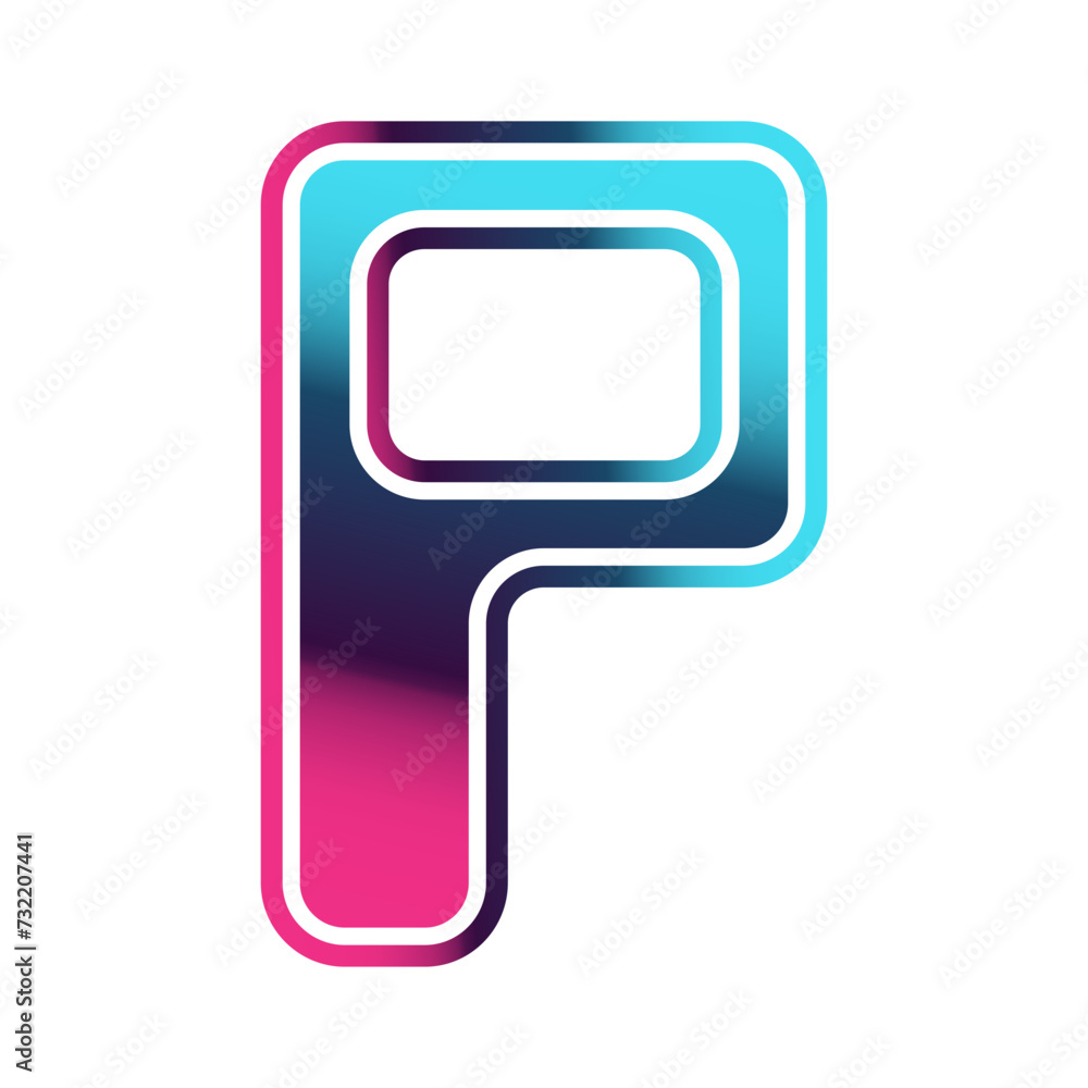 retro futuristic letter P retro futuristic letter P