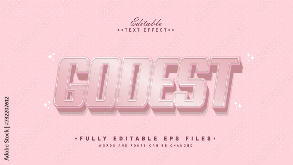 editable italic pink godest  text effect.typhography logo